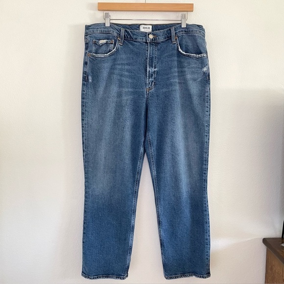 Agolde Kye Mid Rise Straight Crop Jean Distressed Stretch Denim Notion Wash 33 - Picture 6 of 16